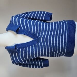 Pistola LG Billie Pleat Sleeve Sweater Blue Polo Wool Mohair Blend Soft Striped